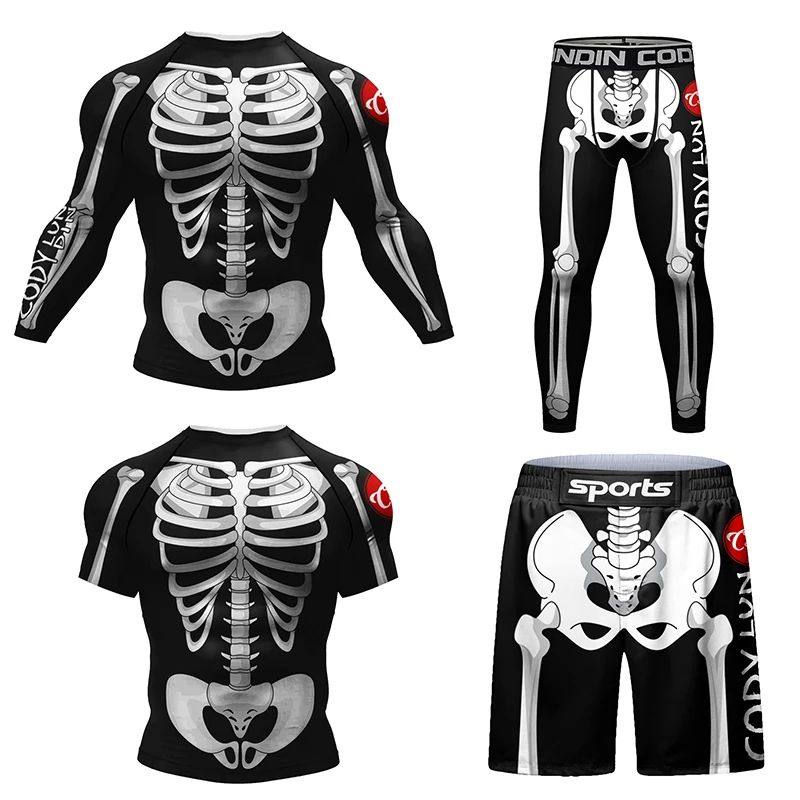 Young Men Formal Wear - New Skull Rashguard Jiu Jitsu T-shirt