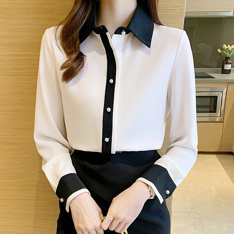Young Men Formal Wear - Camicia in chiffon bianco per donna