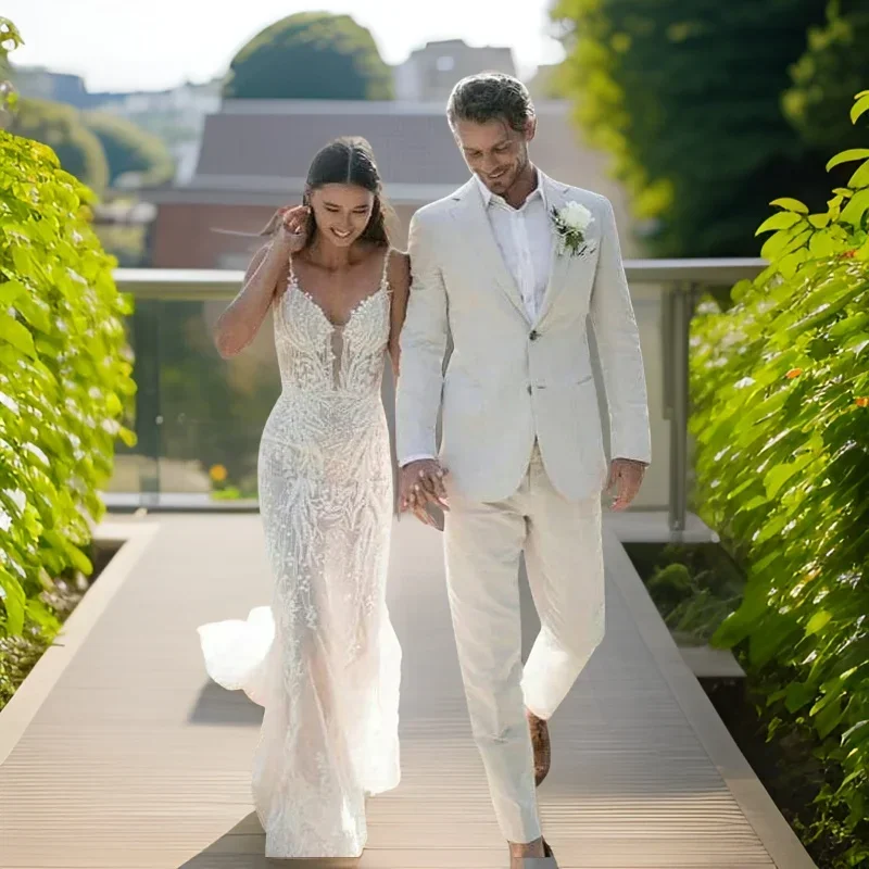 Men Formal Wear For Summer - Smoking da sposa in lino per