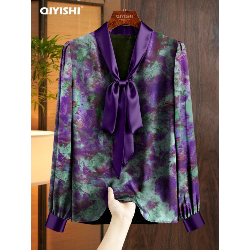 Satin Bow Tie - Top in vita viola con temperamento