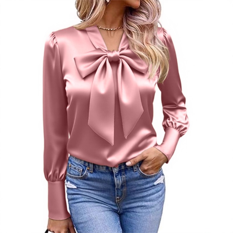 Camicia da donna in raso tinta - Satin Bow Tie recensione e prezzo