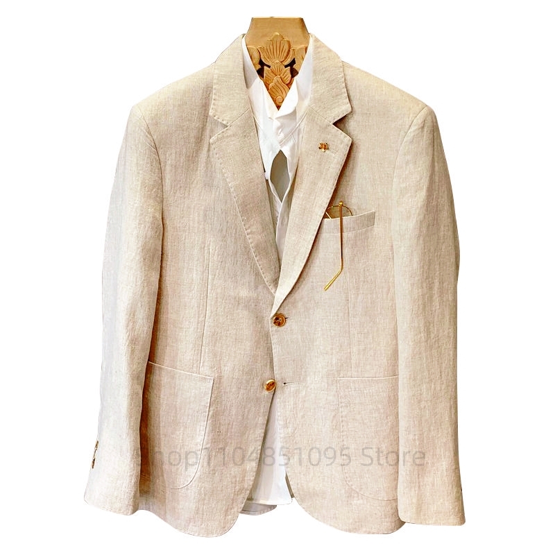 Blazer da Uomo Beige in Lino,  - Men Formal Wear For Summer recensione e prezzo