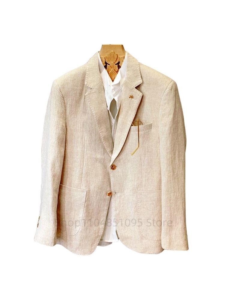 Blazer da Uomo Beige in Lino,  - Men Formal Wear For Summer recensione e prezzo